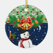Weihnachtskalender, Schneemann Keramik Ornament (Vorne)