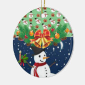 Weihnachtskalender, Schneemann Keramik Ornament (Links)