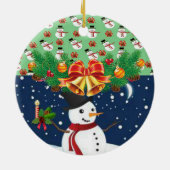 Weihnachtskalender, Schneemann Keramik Ornament (Hinten)