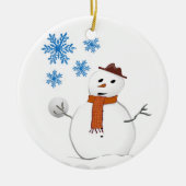 Weihnachtskalender, Schneemann Keramik Ornament (Vorne)
