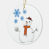 Weihnachtskalender, Schneemann Keramik Ornament (Links)