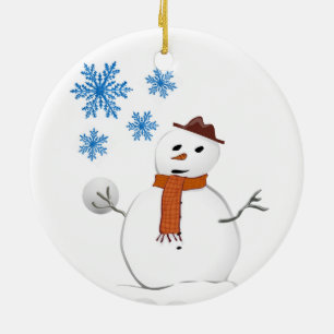 Weihnachtskalender, Schneemann Keramik Ornament