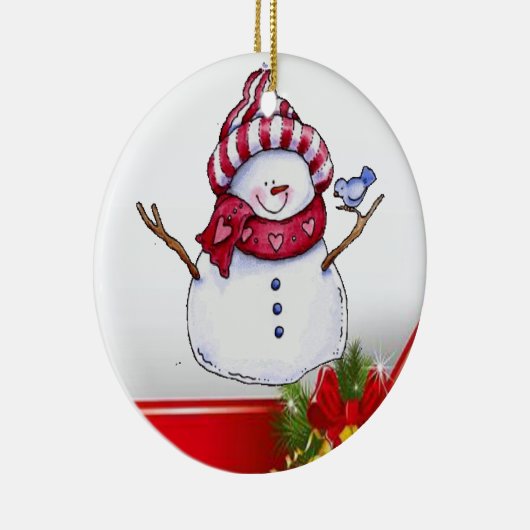 Weihnachtskalender, Schneemann Keramik Ornament (Rechts)