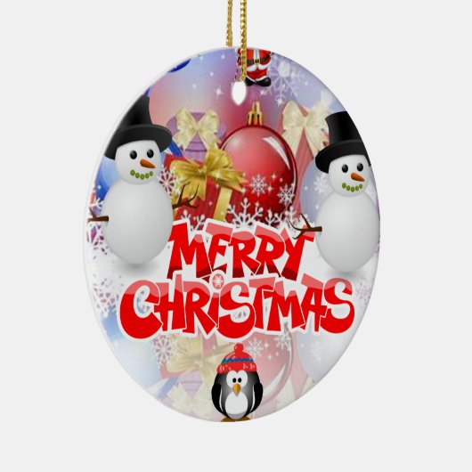 Weihnachtskalender, Schneemann Keramik Ornament (Rechts)