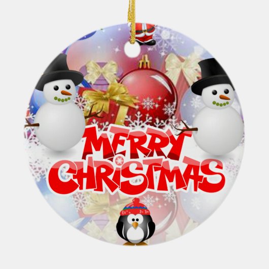 Weihnachtskalender, Schneemann Keramik Ornament (Hinten)