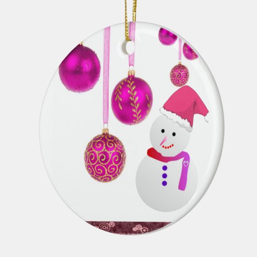 Weihnachtskalender, Schneemann Keramik Ornament (Links)