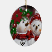 Weihnachtskalender, Schneemann Keramik Ornament (Rechts)