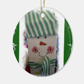 Weihnachtskalender, Schneemann Keramik Ornament (Links)