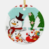 Weihnachtskalender, Schneemann Keramik Ornament (Vorne)