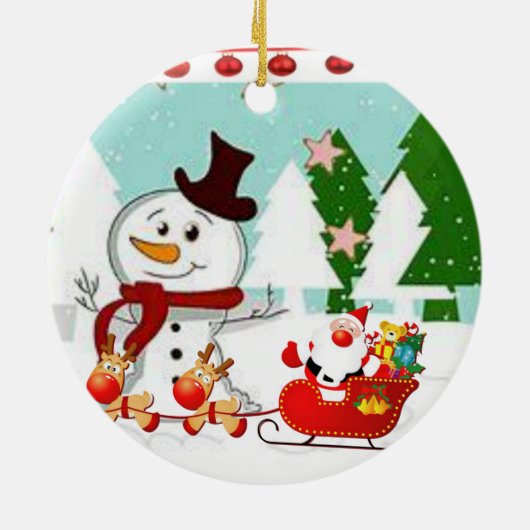 Weihnachtskalender, Schneemann Keramik Ornament (Hinten)