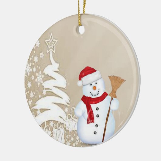 Weihnachtskalender, Schneemann Keramik Ornament (Links)