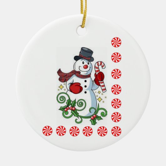 Weihnachtskalender, Schneemann Keramik Ornament (Vorne)
