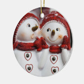 Weihnachtskalender, Schneemann Keramik Ornament (Links)
