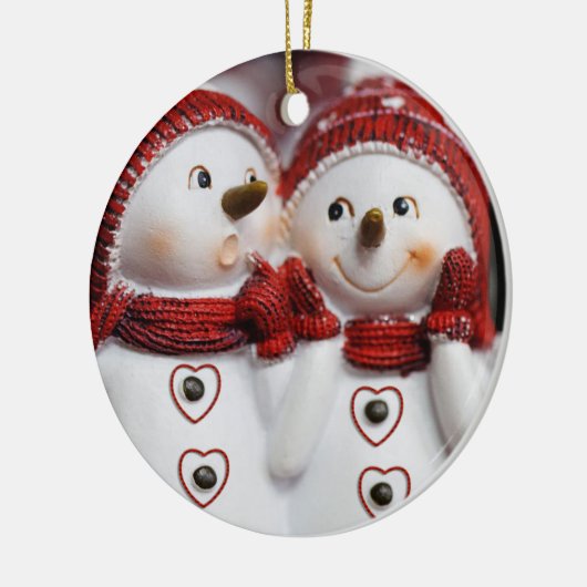 Weihnachtskalender, Schneemann Keramik Ornament (Links)