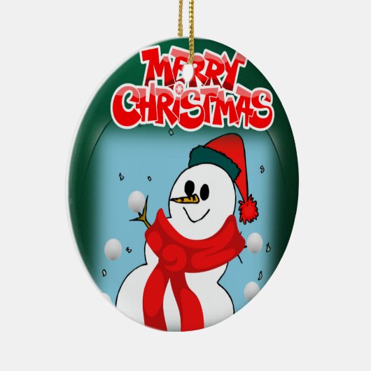 Weihnachtskalender, Schneemann Keramik Ornament (Rechts)