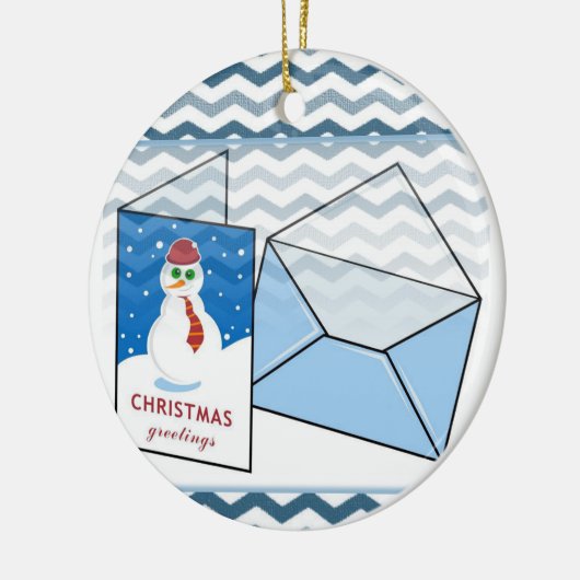 Weihnachtskalender, Schneemann Keramik Ornament (Links)