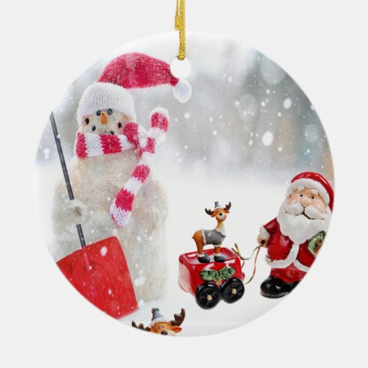 Weihnachtskalender, Schneemann Keramik Ornament (Hinten)