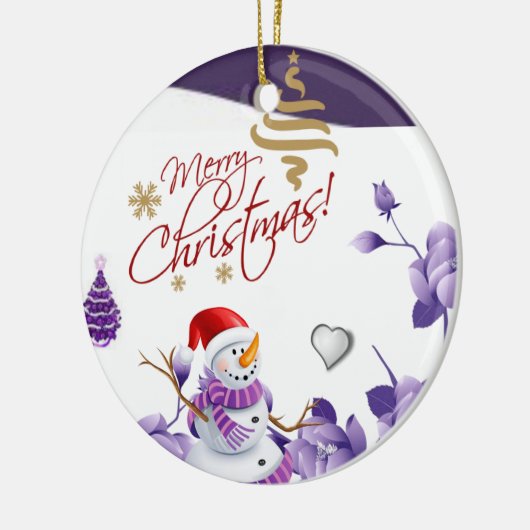 Weihnachtskalender, Schneemann Keramik Ornament (Links)