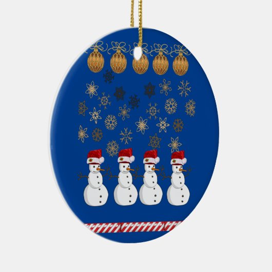 Weihnachtskalender, Schneemann Keramik Ornament (Rechts)