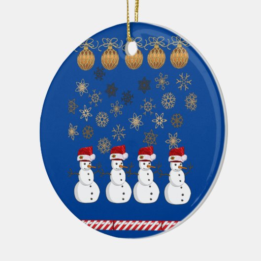 Weihnachtskalender, Schneemann Keramik Ornament (Links)