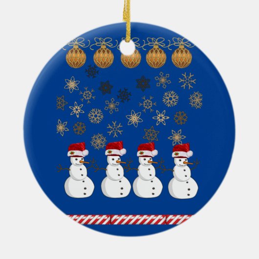 Weihnachtskalender, Schneemann Keramik Ornament (Hinten)