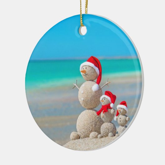 Weihnachtskalender, Schneemann Keramik Ornament (Links)