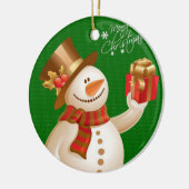 Weihnachtskalender, Schneemann Keramik Ornament (Links)