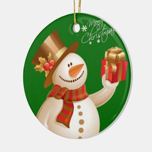 Weihnachtskalender, Schneemann Keramik Ornament (Links)