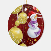 Weihnachtskalender, Schneemann Keramik Ornament (Links)