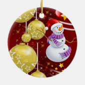 Weihnachtskalender, Schneemann Keramik Ornament (Hinten)