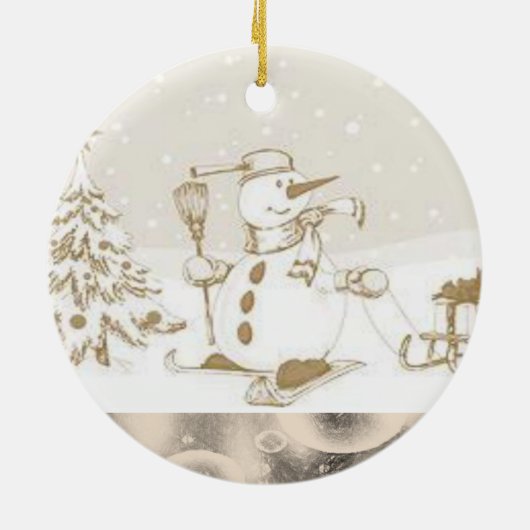 Weihnachtskalender, Schneemann Keramik Ornament (Hinten)
