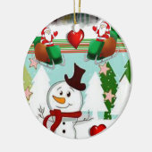 Weihnachtskalender, Schneemann Keramik Ornament (Links)