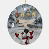 Weihnachtskalender, Schneemann Keramik Ornament (Links)