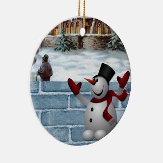 Weihnachtskalender, Schneemann Keramik Ornament (Rechts)