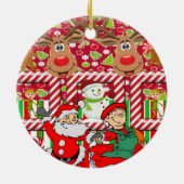 Weihnachtskalender, Schneemann-Rentierelf Keramik Ornament (Hinten)