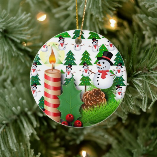 Weihnachtskalender, Snowman Candle Keramik Ornament (Baum)