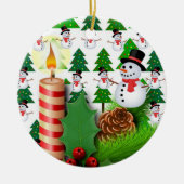 Weihnachtskalender, Snowman Candle Keramik Ornament (Vorne)