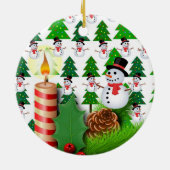 Weihnachtskalender, Snowman Candle Keramik Ornament (Hinten)