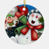 Weihnachtskalender, Snowman Elf Keramik Ornament (Vorne)