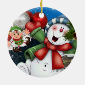 Weihnachtskalender, Snowman Elf Keramik Ornament (Hinten)