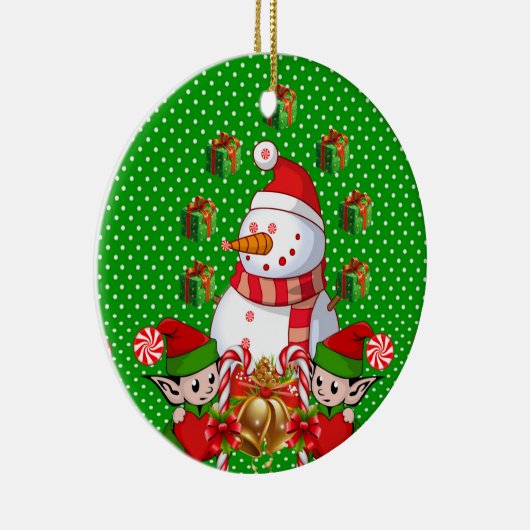 Weihnachtskalender, Snowman Elf Keramik Ornament (Rechts)