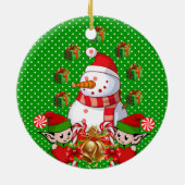 Weihnachtskalender, Snowman Elf Keramik Ornament (Hinten)