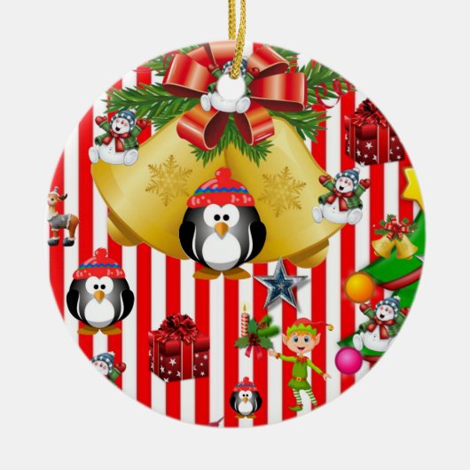 Weihnachtskalender, Snowman Pinguin Keramik Ornament (Vorne)