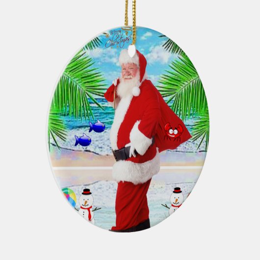 Weihnachtskalender, Summer Beach Bum Santa Keramik Ornament (Rechts)