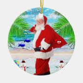 Weihnachtskalender, Summer Beach Bum Santa Keramik Ornament (Vorne)