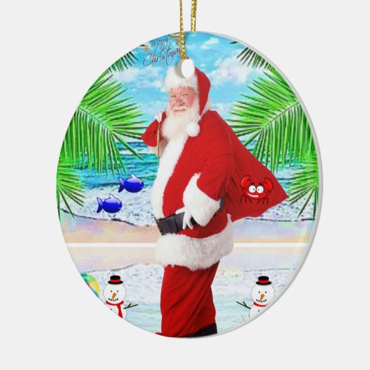 Weihnachtskalender, Summer Beach Bum Santa Keramik Ornament (Links)