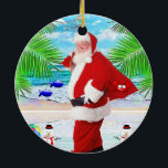 Weihnachtskalender, Summer Beach Bum Santa Keramik Ornament<br><div class="desc">Weihnachtskalender Etwas für jedermann bietet maßgeschneiderte personalisierte Artikel speziell für Sie, um die Schönheit Ihrer Zuhause oder eines Lieben zu verbessern. Dieses einzigartige Weihnachtskreisschmuck wird Ihre Freunde und Familie beeindrucken. In dieser einmaligen Weihnachtsfeier genießen die Menschen ihre Lieblings-Schokolade oder ihren Kaffee. Während Sie bereits hier sind, können Sie gewollt, um...</div>