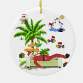 Weihnachtskalender, Summer Beach Bum Santa Keramik Ornament (Hinten)