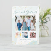 Weihnachtskalender Wasserfarbe FotoCollage Card Einladung (Stehend Vorderseite)