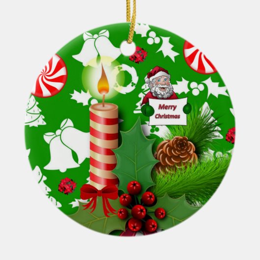 Weihnachtskalender, Weihnachtskerze Keramik Ornament (Vorne)